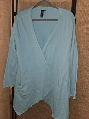 Focus Casual Life Light Blue Wrap Cardigan